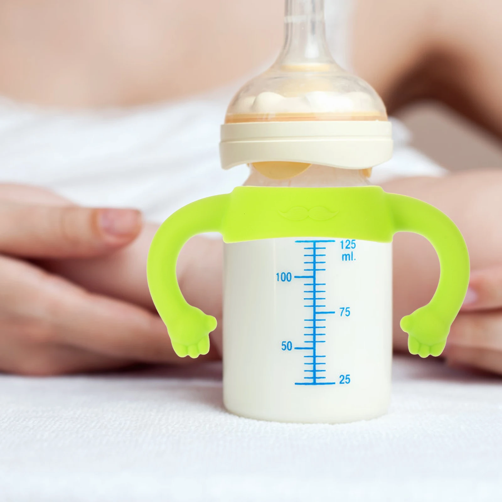 

2 Pcs Baby Handles Silicone Milk Bottle Holder Green Blue Non Slip Ergonomic Design For Toddlers Newborn Bottle Grip Easy