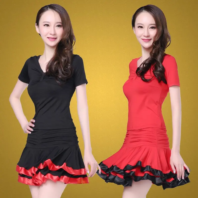 square-dance-fitness-clothing-set-short-sleeve-latin-dance-practice-skirt-two-piece-set-milk-silk-fabric-breathable-comfortable