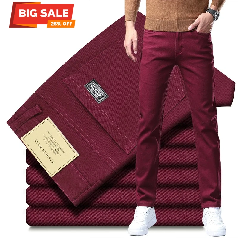 

2026 96% Cotton Elastic Cotton Jeans Men's Spring Slim Straight Denim Pants Comfort Large Size Korean Business Casual Trousers