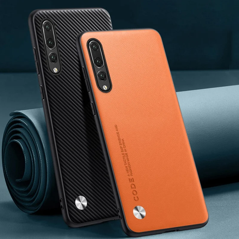 Luksusowe etui ze skóry PU dla Huawei P20 Pro P20Pro Back Cover Matte Silicone Full Protection Phone Case dla Huawei P20 Pro Coque