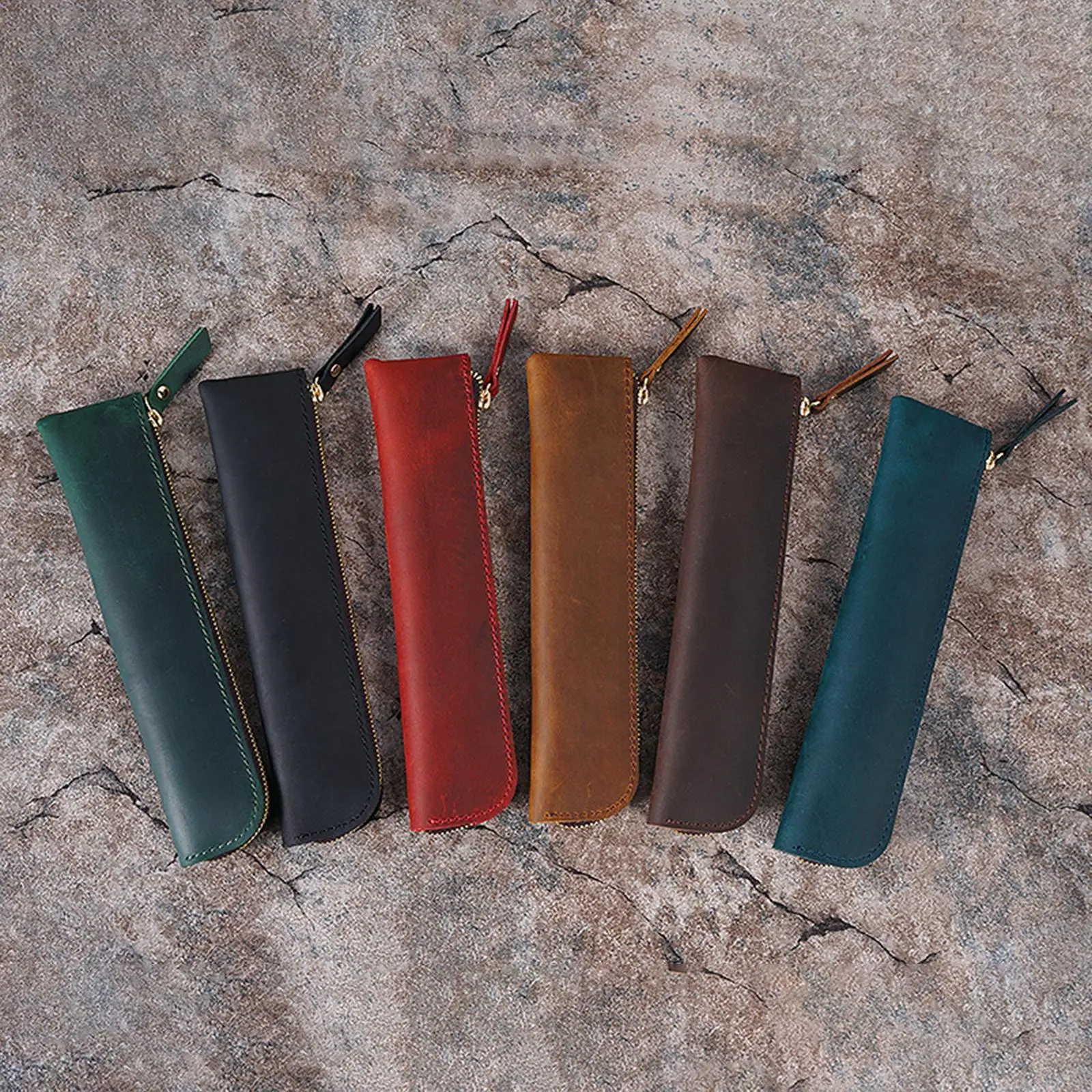 حقيبة حامل أقلام رصاص من جلد البولي يوريثان لهدايا عيد الميلاد، حقيبة مكياج مدمجة متعددة الوظائف وخفيفة الوزن مقاس 7.8 × 1.7 بوصة