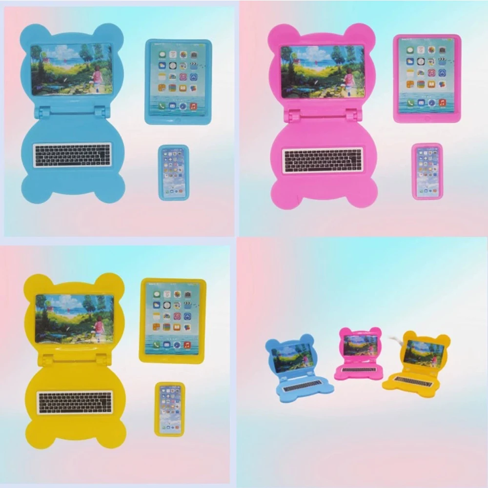 

3 шт./компл., милые мини-предметы, аксессуары для кукольного домика, компьютерный набор телефонов для iPad, Kawaii, миниатюрная игра, подарок на день рождения, детские игрушки