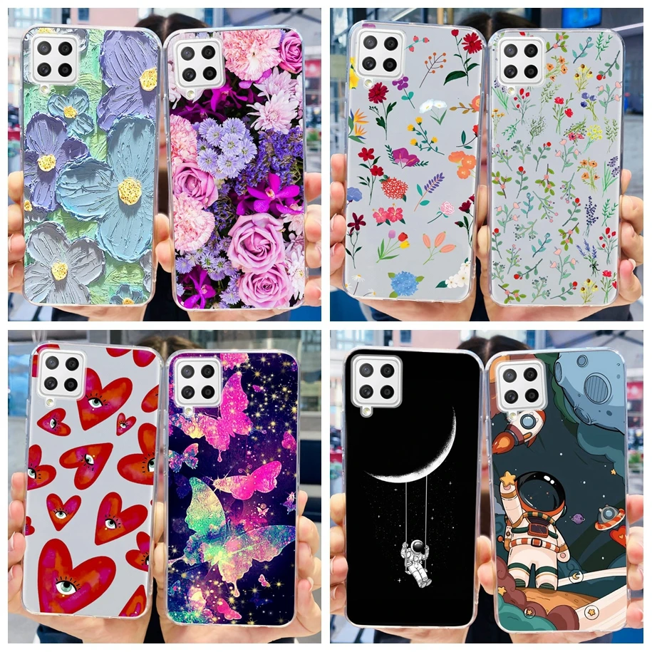 For Samsung Galaxy A22 4G Case SM-A225F Flower Phone Cover Soft Silicone Clear Funda For Samsung A22 5G SM-A226B A 22 Back Coque