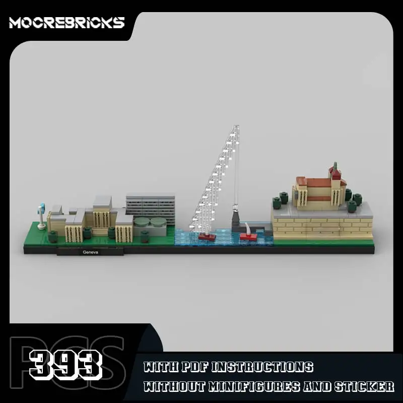 

MOC-178443 Urban Landscape Geneva Skyline Assembling Building Block DIY Model Technology Bricks Puzzle Toys Sets Childrens Gifts