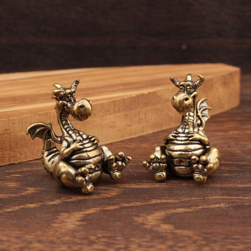 Fengshui Chinese Flying Dragon Statue Figurines Vintage Brass Lucky Animal Decorative Figurines Home Decoration Ornaments Crafts