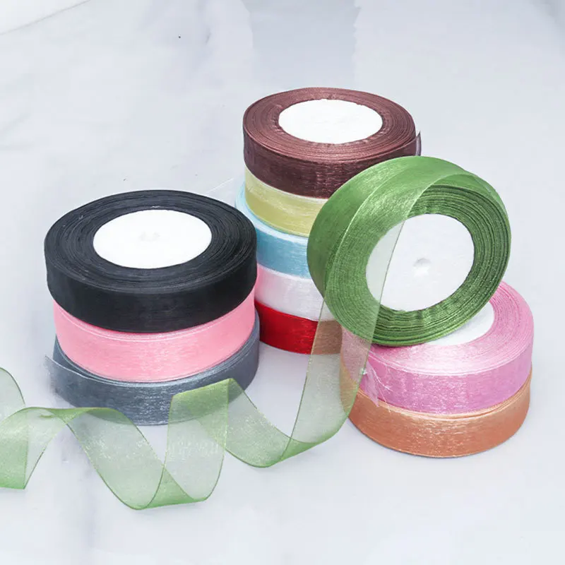 100 Yards Organza-Band für Blumensträuße, Geschenkverpackungen, Kleidungszubehör, DIY-Bastelarbeiten, Hochzeits- und Partydekorationen, Bänder, Nähzubehör – Detail 1