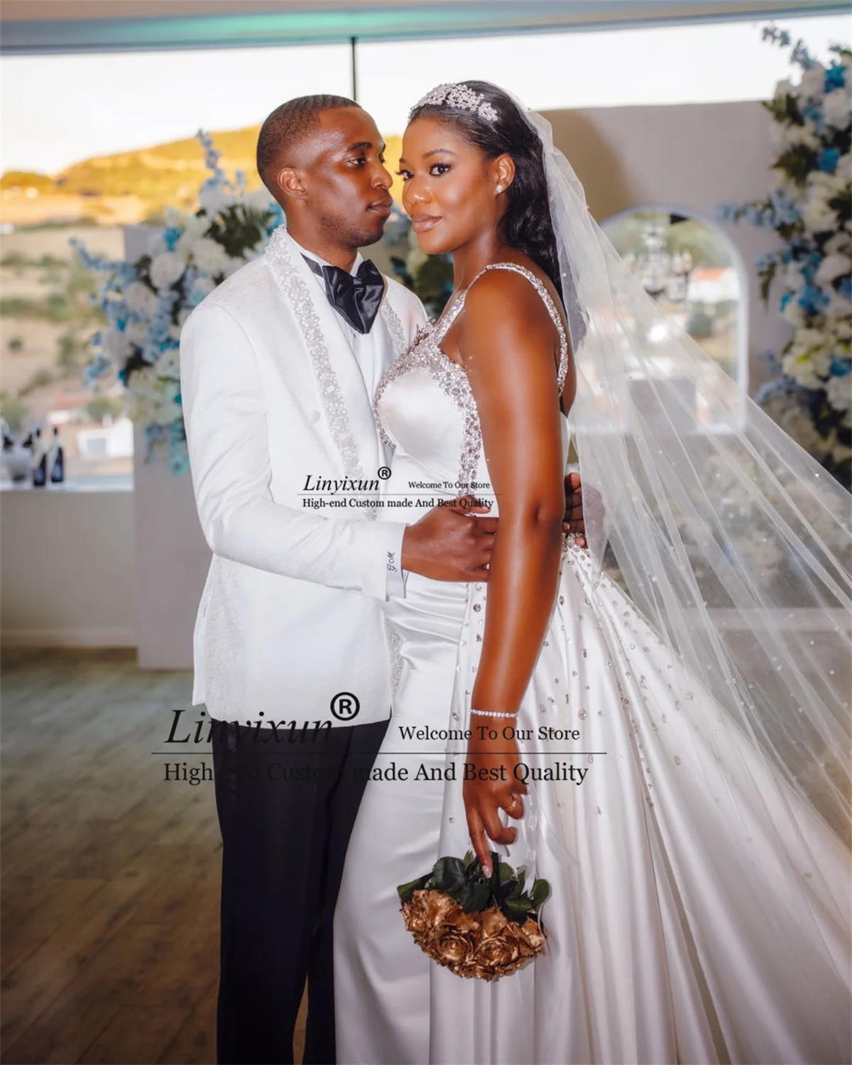 

Роскошные мужские костюмы с украшением из драгоценных камней, свадебные смокинги по индивидуальному заказу, комплекты из 2 предметов, мужской пиджак для жениха, приталенный костюм для дня рождения, Ropa hombre