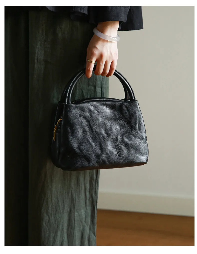 PNDME Vintage handgefertigte Damen-Handtasche aus erstklassigem Rindsleder, modische Designer-Luxus-Umhängetasche aus echtem Leder für Frauen. – Detail 19