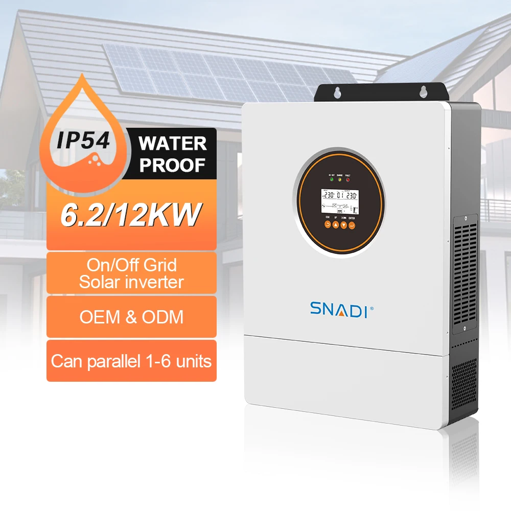 

SNADI Manufacturer IP54 Outdoor 6KW Grid Hybrid Solar Inverter Pure Sine Wave MPPT Charger WiFi Monitoring for Home