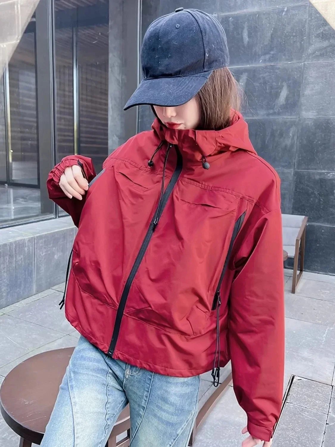 

Size Coat Women's Loose Fit Casual Jacket Spring Autumn New Hooded Cardigan Thin Windbreaker For Summer Women Trench Coat