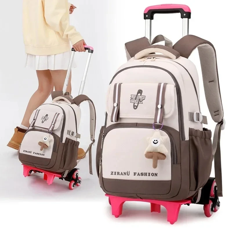 with Wheels Rolling Backpacks for Trolley School Bags Travel Trolley Luggage Kids School Backpack Girls Student Wheeled Backpack