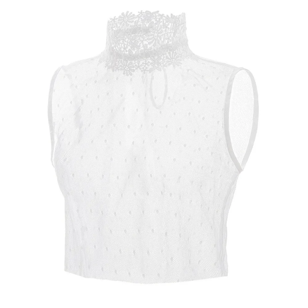 

White Lace Trim False Collar Top Flower Stand Collar Ruffled Fake Collars Detachable Lapel Hollow Out Clothes Accessories
