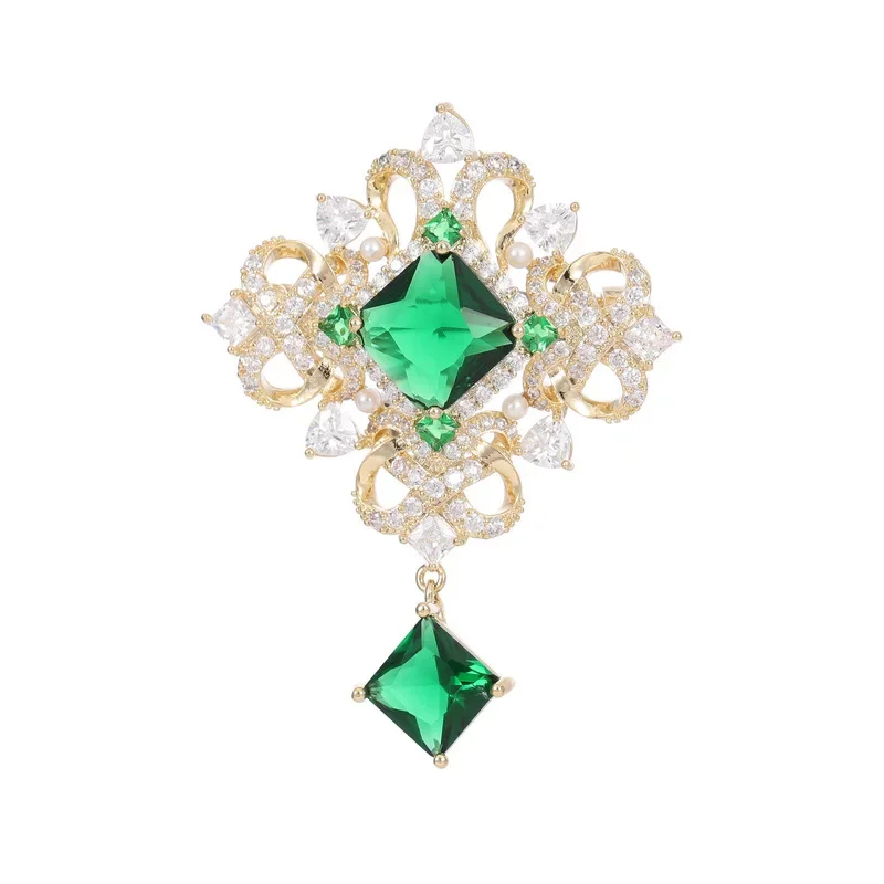 Elegant and refined Hanfu, cheongsam, evening dress, accessories, fixed clothes, corsages, retro emerald brooches 2025 new