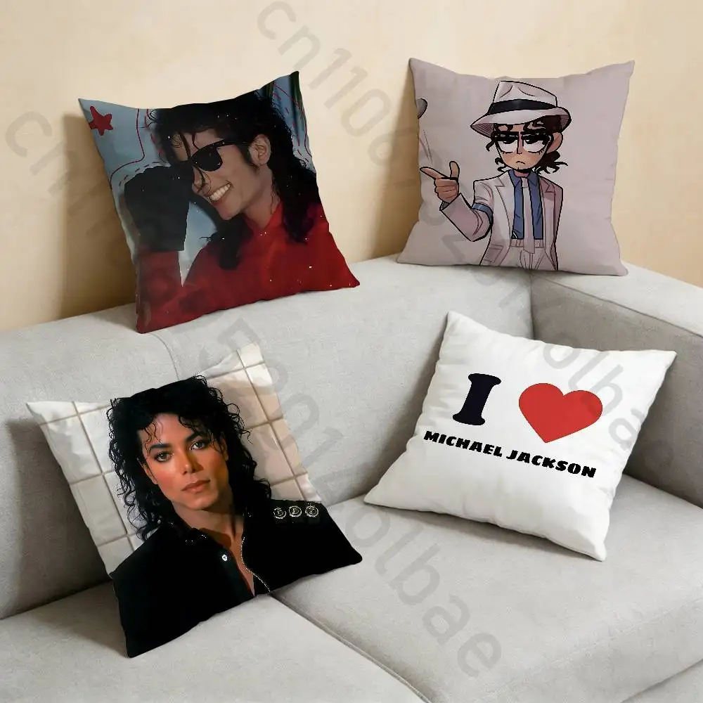 

M-Michael J-Jackson Pillow Case Square Double-Sided Printing Short Plush Sofa Cushion Cover Bedroom Bedside Pillow