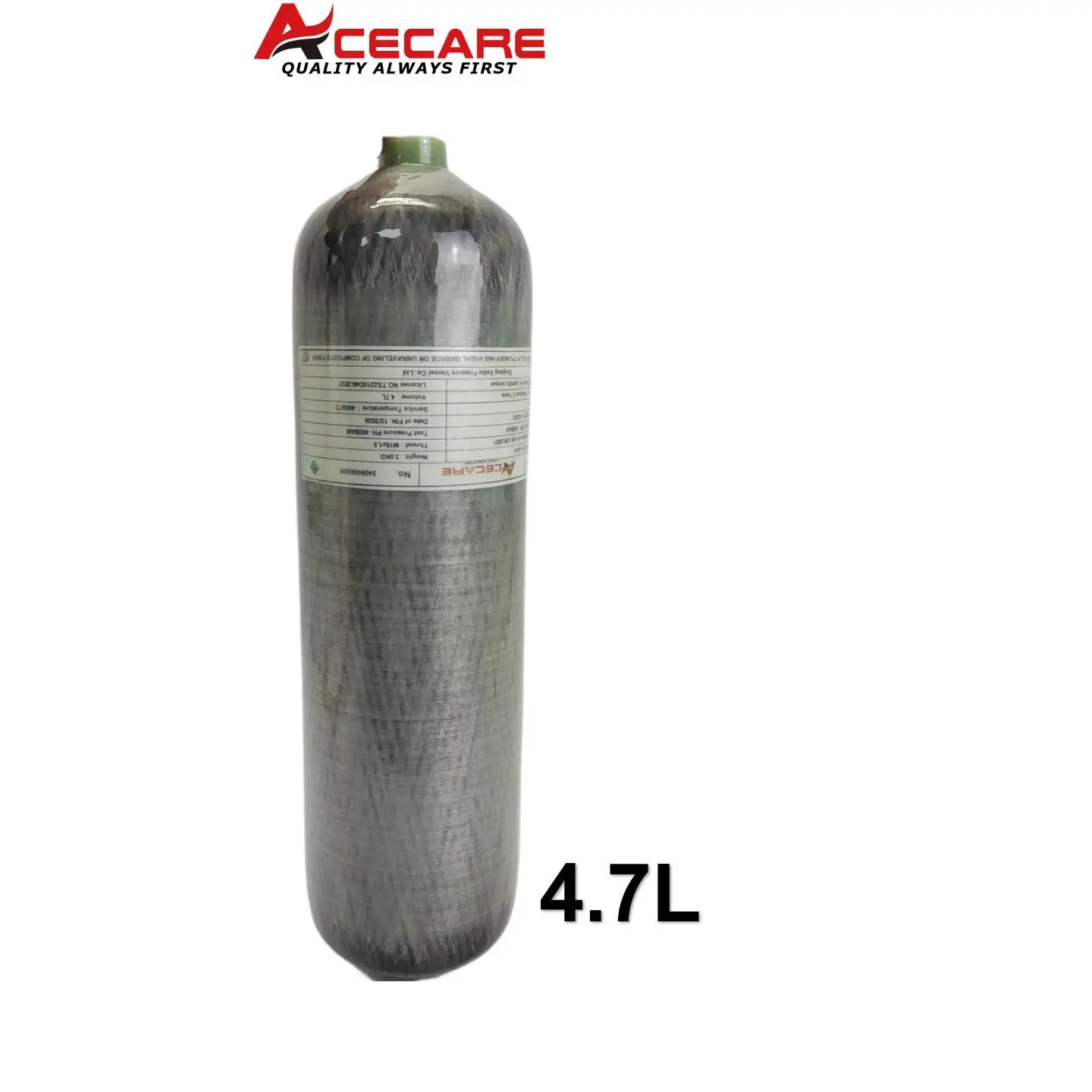 ACECARE 4500psi 300Bar 4.7L Cilindro de fibra de carbono Tanque de alta pressão Regulador de carregamento Estação de enchimento Válvula de calibre duplo M18 * 1.5