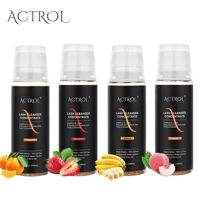 ACTROL 100ml champú concentrado para pestañas sin estimulación DIY extensión de pestañas profesional limpiador de espuma de baño removedor de