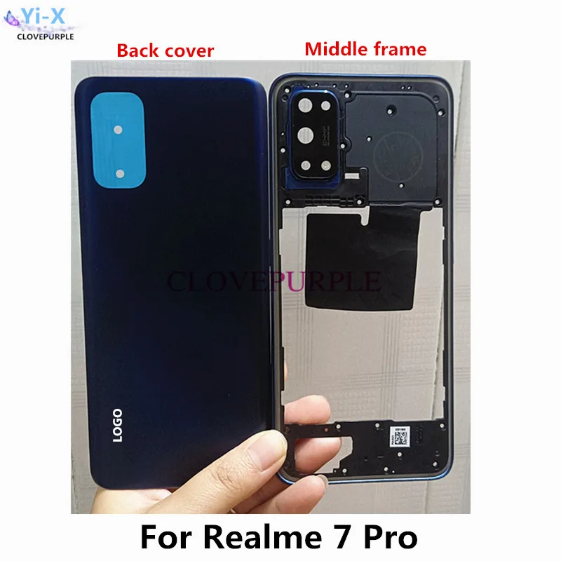 Rear Back Cover Door Housing Middle Frame Replacement Parts for Realme 7 Pro