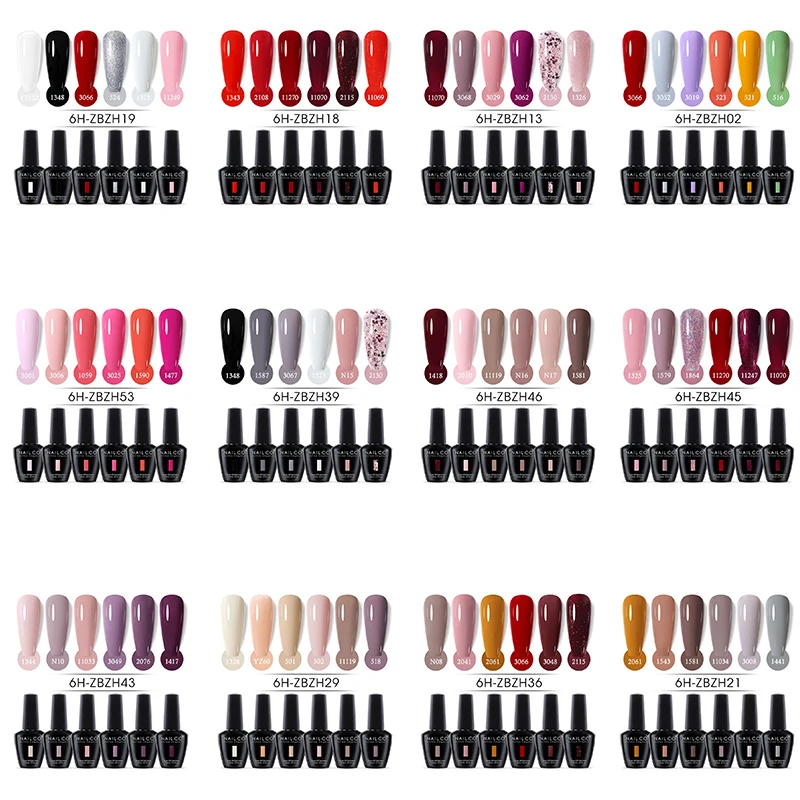 

NAILCO 6 шт. Набор hema tpo free 15 мл Гель-лак для ногтей Nail Art Маникюрный гель Vernish Kit Colors Vernis Semis Permanents UV Lot