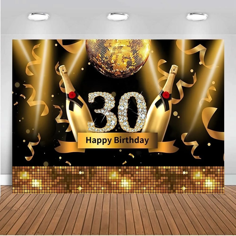الشامبين هتاف الذهب لامع توهج الشريط سباركلي لامعة الماس عدد ديسكو 30th خلفية عيد ميلاد التصوير الخلفيات