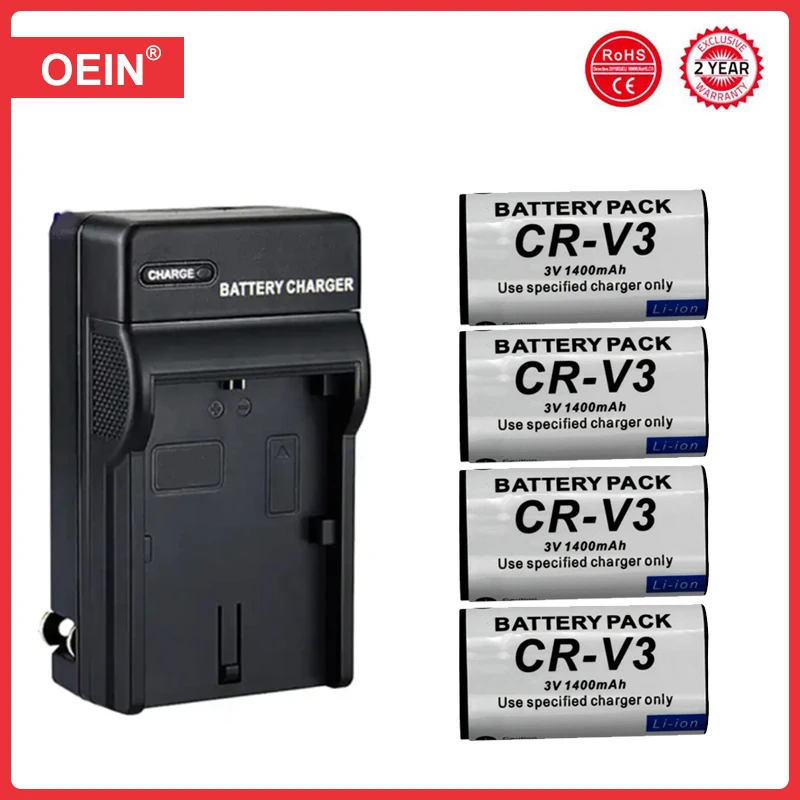 4Pcs CR-V3 CRV3 2200mah Li-ion Camera Battery + Charger for Kodak DX6340 C360 C433 D4104 C340 C310 C530 C875 C743