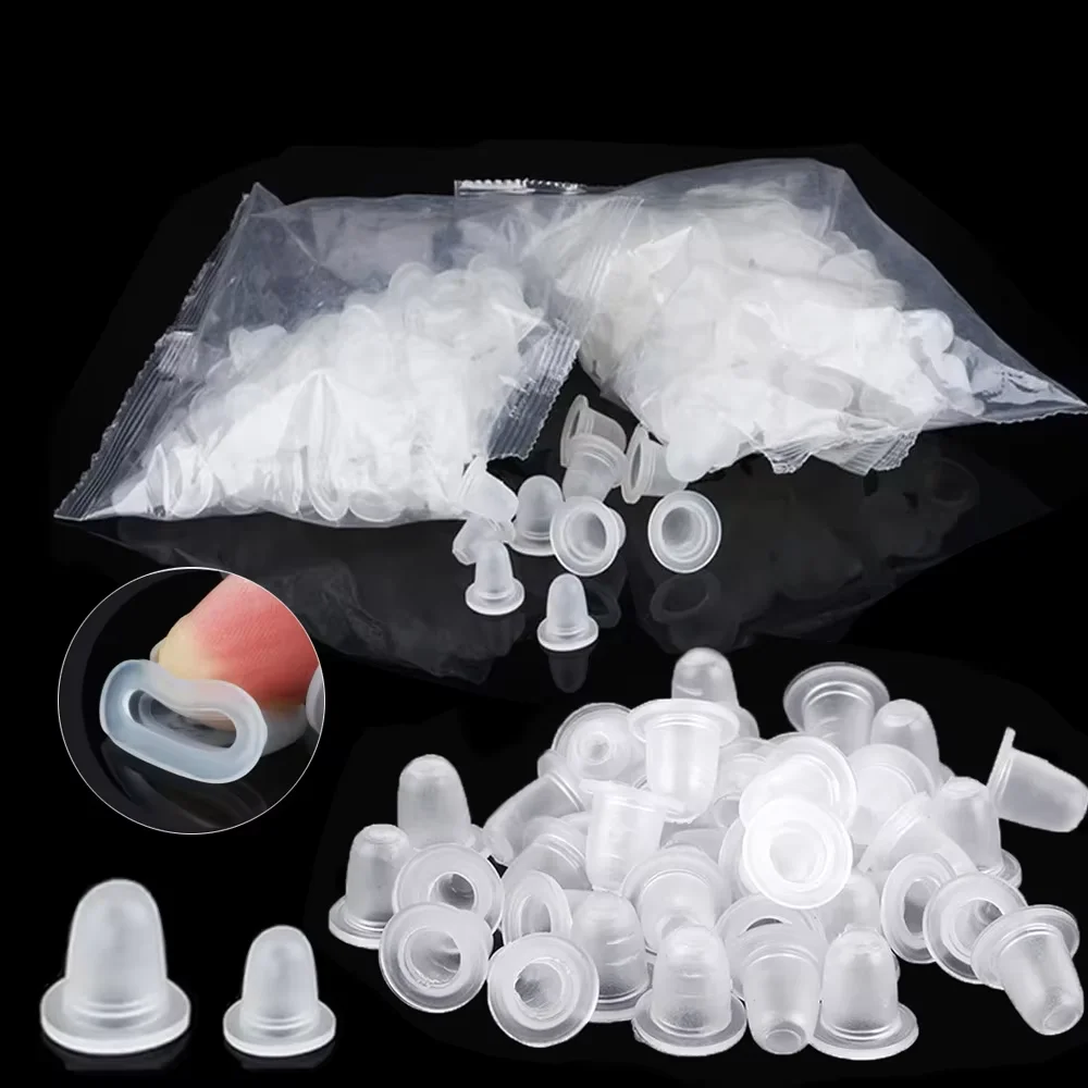 100 pçs copo de tinta de tatuagem de silicone tamanho s e tamanho l descartável maquiagem permanente sobrancelha tatuagem copo de tinta pigmento recipiente tampas
