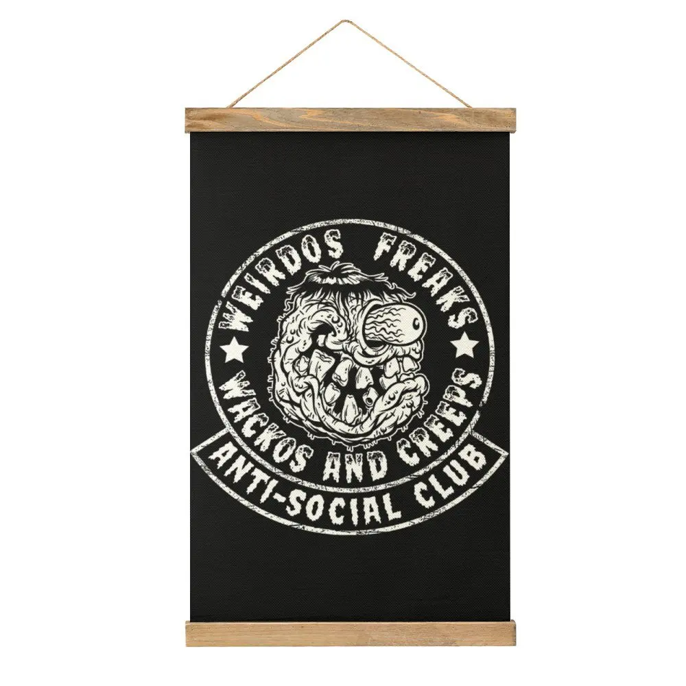 Novelty WFW&C ANTI SOCIAL CLUB B&W Lightweight Hoodie F Canvas Hanging Picture Wall Decoration Funny Vintage Restaurant   Mural