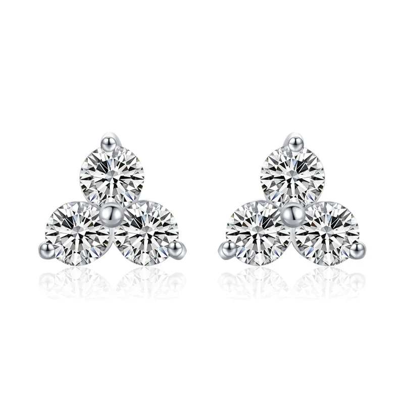 

High-Grade Anti-Allergy Jewelry Round Diamond S925 Pure Silver Stud Earrings for Women