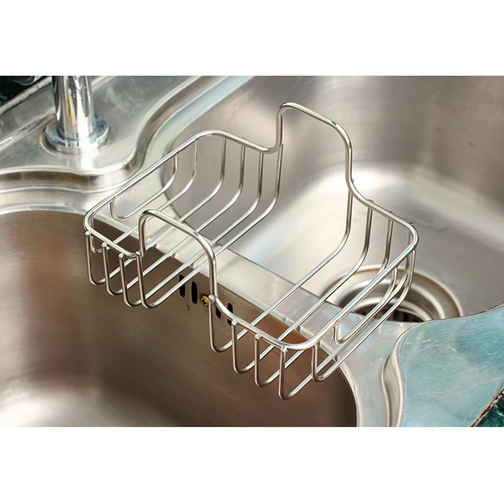 

Stainless Steel Sink Hanging Basket Rustproof Kitchen Organizer Draining Rack for Sponge Soap Brush Storage