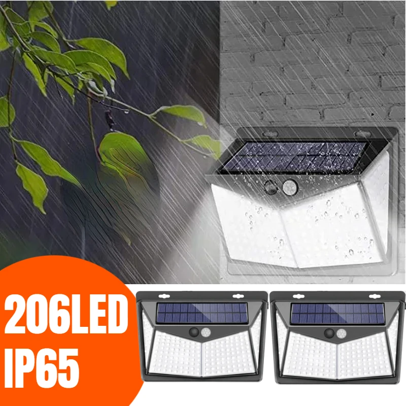 

208 LED Solar Wall Light Outdoor Garden Streets IP65 Waterproof Motion Sensor Yard/Landscape/Patio/Driveway/Walkway Lighting