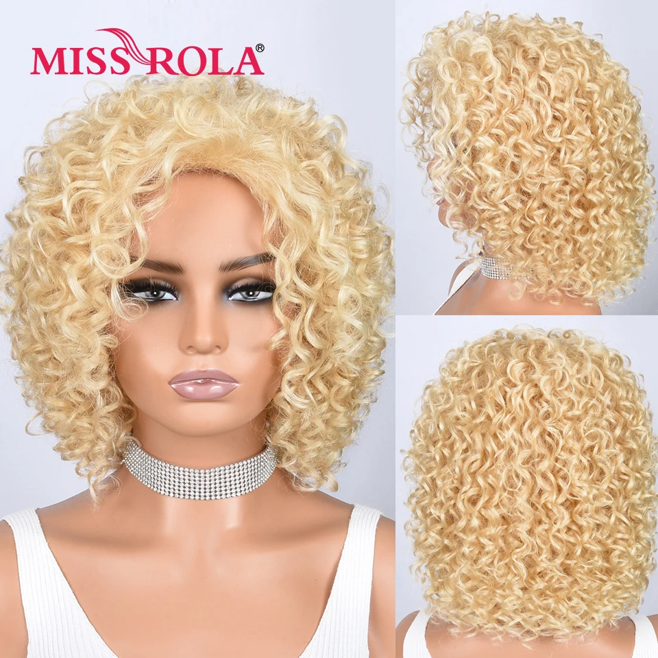 Miss Rola 12A 613# Pixie Short Jerry Curly Human Hair Wigs 210% Density Whole Machine Made Brazilian Remy Curly Hair Wigs