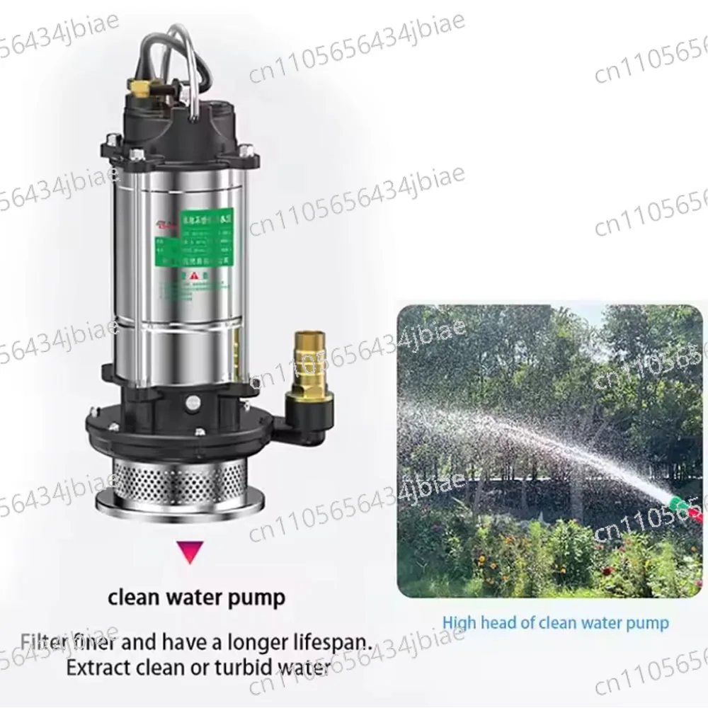 Durable Drainage Irrigation Self-priming Sewage Pump 220V Submersible Pump Agricultural Pumping Garden Tools Stainless Steel