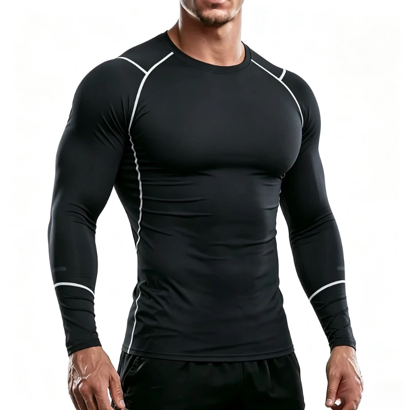 Compression Long Sleeve T Shirts Men Elastic Training Tshirt Gym Fitness Workout Tights Sports Jersey Athletic Running Shirt Man