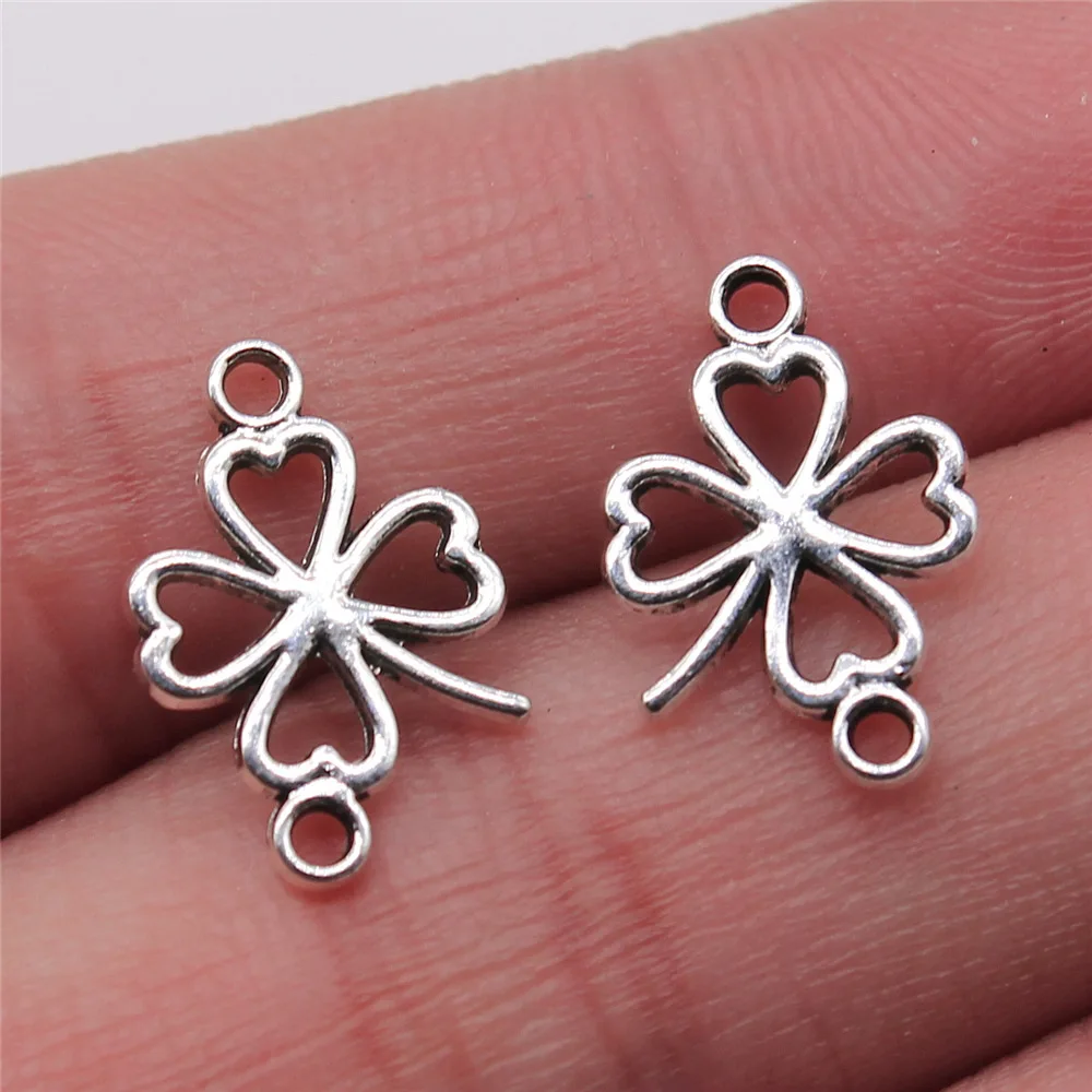 20Pcs/Lot 4 Colors Lucky Clover Connector Charms 11x16mm Hollow Pendant for Jewelry Making Findings DIY Supplies Wholesale