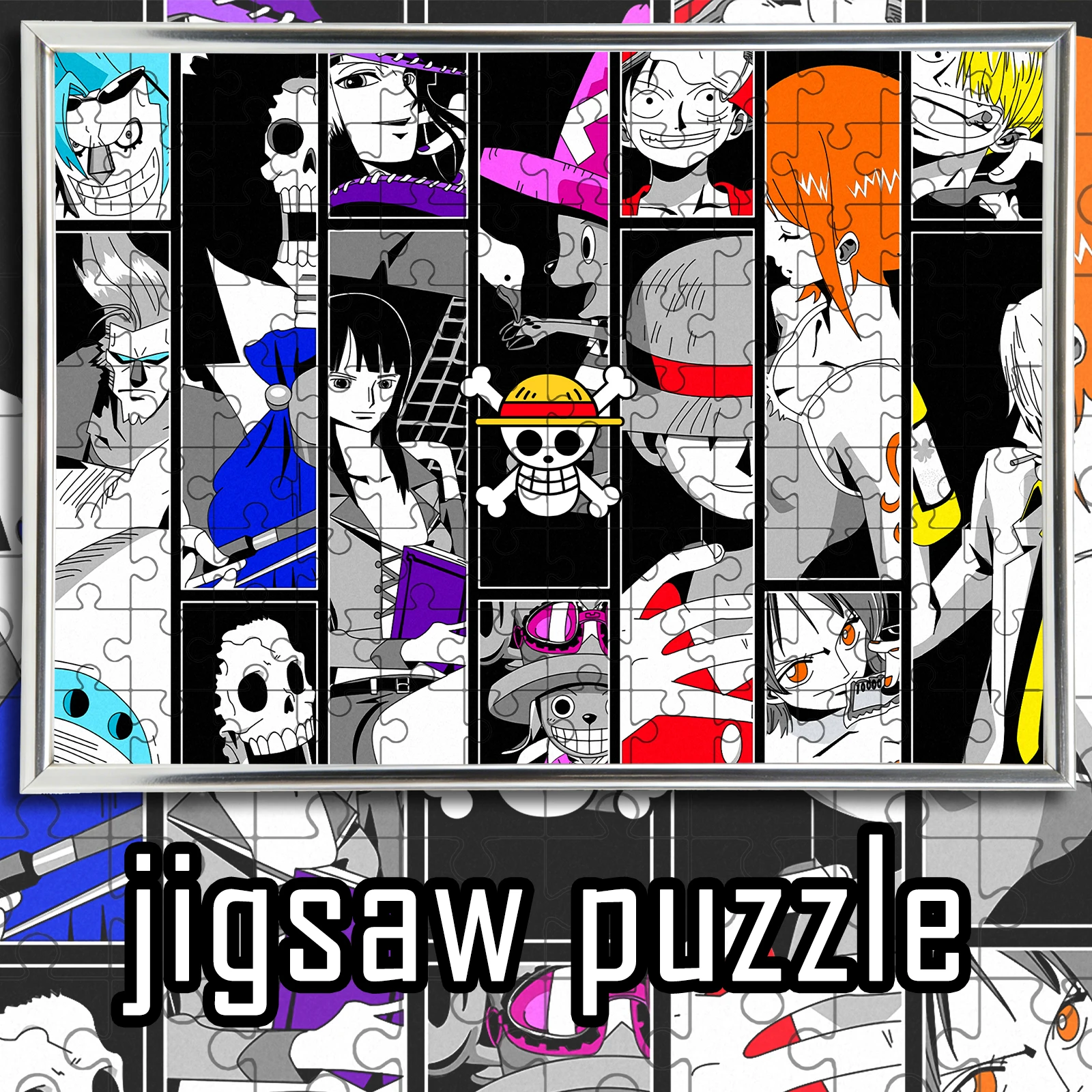 

Black and white collage style with One Piece theme Jigsaw 108/200/300/500/1000pcs wooden floor game puzzle,home decoration,gift