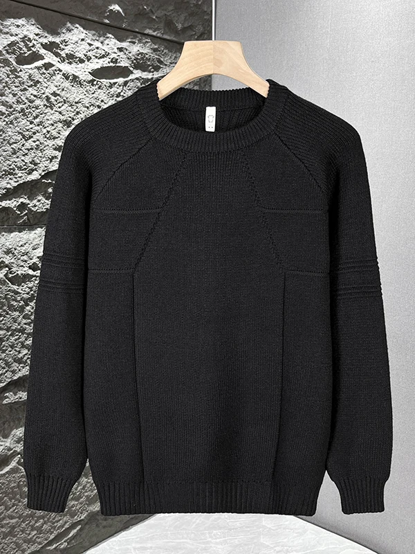 

Мужской трикотажный джемпер в японском ретро-стиле с круглым вырезом, свободного кроя, однотонный, базовый слой, повседневный, с длинным рукавом, термотоп