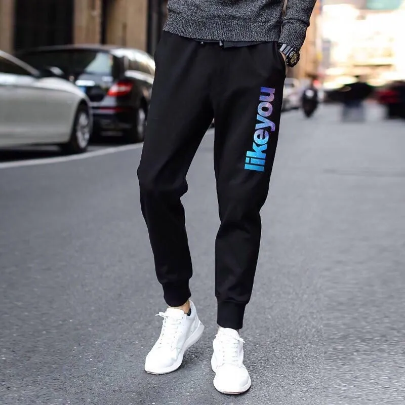 Men Summer New Thin Style Korean Trend Slim Sports Pants Bound Feet Loose All-match Casual Letter Printing Affordable Trousers