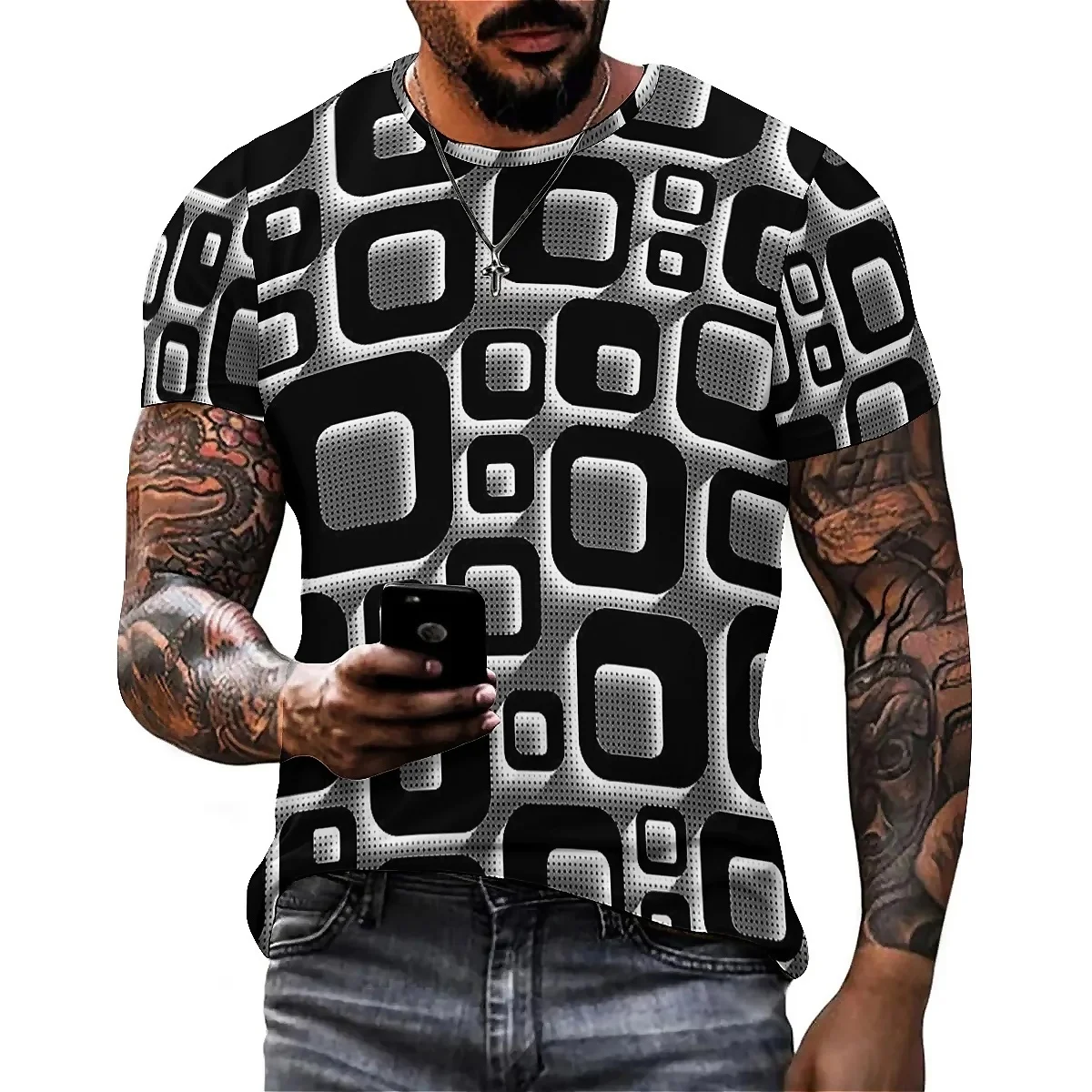 

Gym & Running Men's 3D Printed Short-Sleeve T-Shirt - Men's Printed Top
