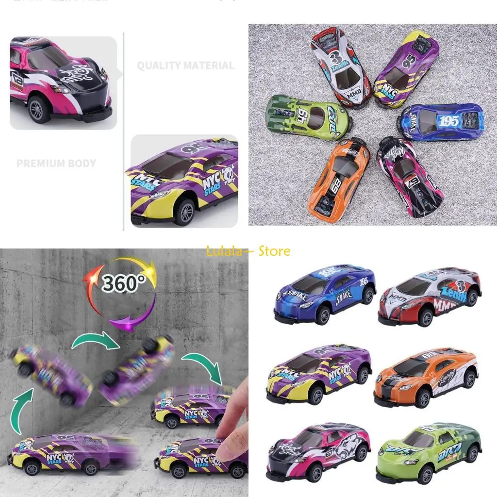 Y4QA Langlebiges Stunt-Spielzeugauto, springendes Stunt-Auto, 360 drehbare Pull-Back-Fahrzeugmodelle
