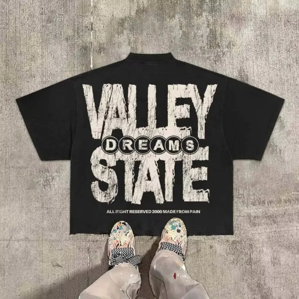 Vintage Warzone Valley Division Graphic Tee Cotton T-Shirt Cropped Tees Men and Women Same Style  Casual and Comfortable Tops