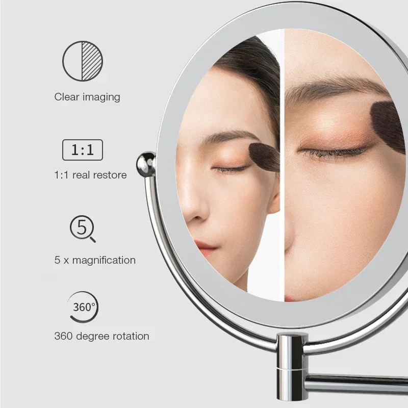 Picture 5: Wall Mount Led  Lighting Makeup Vanity Mirror 8 Inch 1X/10X Magnifying Bathroom Mirror Quality Folding LED Bathroom Mirrors