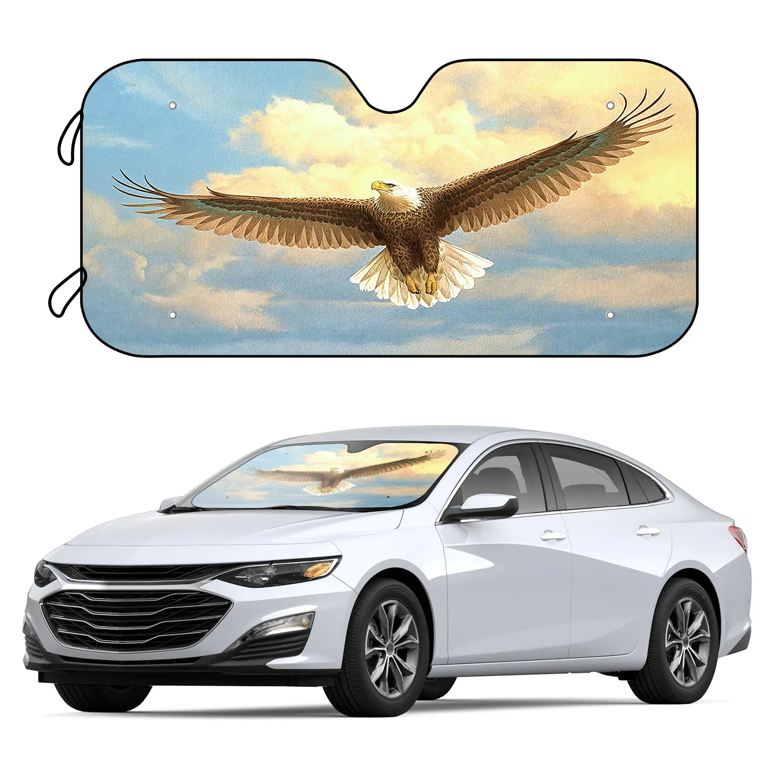 

1pc Soaring Eagle Foldable Front Car Sunshade Sunshade UV Vehicle Accessories With 4pcs Free Suction Cup Windshield Sunshade Kee