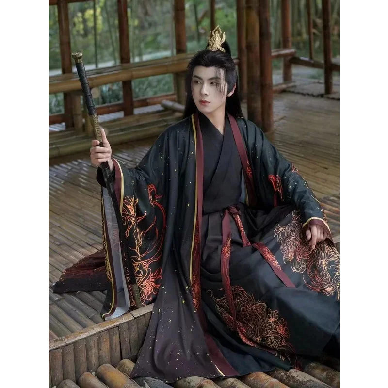 

Leo Constellation Original Hanfu Men's Weijin Period Spring Summer Traditional Costume Vintage Printing Hero Cosplay Clothes Boy