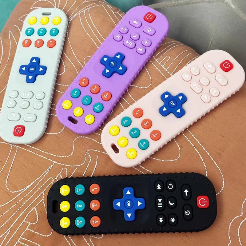 아기 실리콘 리모컨 모델 치발기 장난감 1개, 부드러운 치발기 장난감, 유아 남아 및 여아에게 적합, 아기 선물