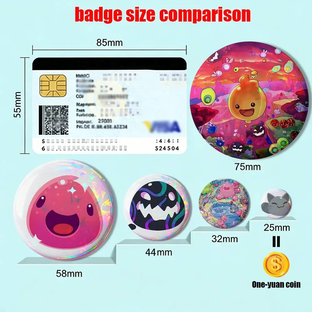 Tabby Tarr Pink Slime rancher Badge on Backpack Clothes decoration Tinplate Round Brooch Funny Custom Gifts for Friend