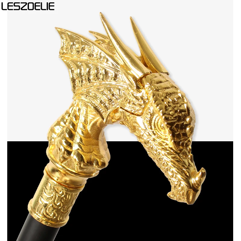 عصا مشي فاخرة برأس التنين الذهبي للرجال، عصي مشي عصرية مزخرفة للنساء، عصي مشي أنيقة قابلة للفصل