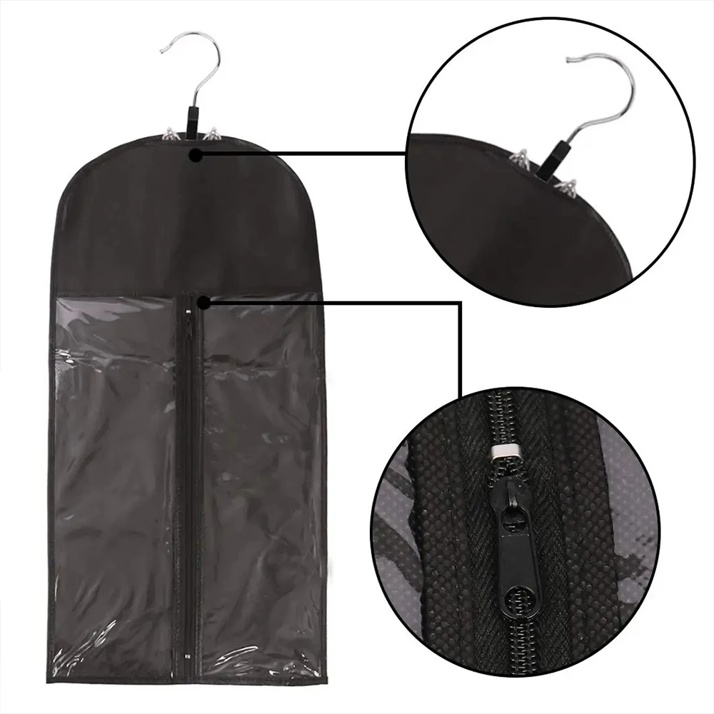 Cheap Black Portable Wig Bag With Hanger Wig Storage Bags Pack Holder For Virgin Hair Weft Clip In Hair Extension image 2