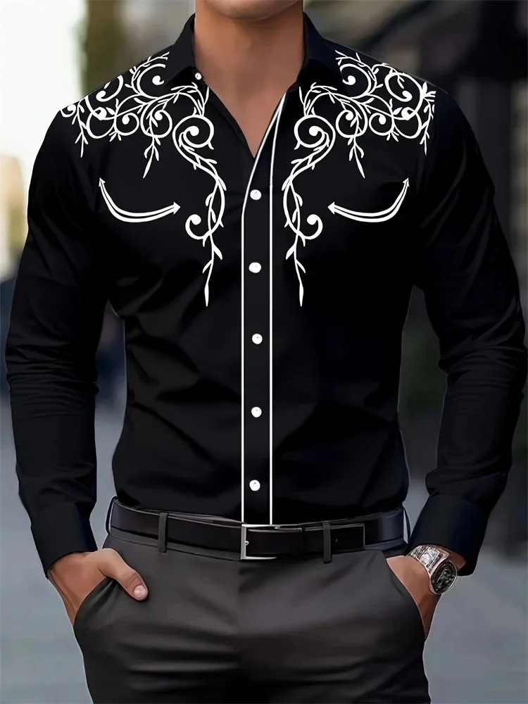 Camisa de manga larga con solapa a la moda para hombre, camisa sencilla informal para baile callejero, talla europea 6XL, camisa estampada con envío rápido