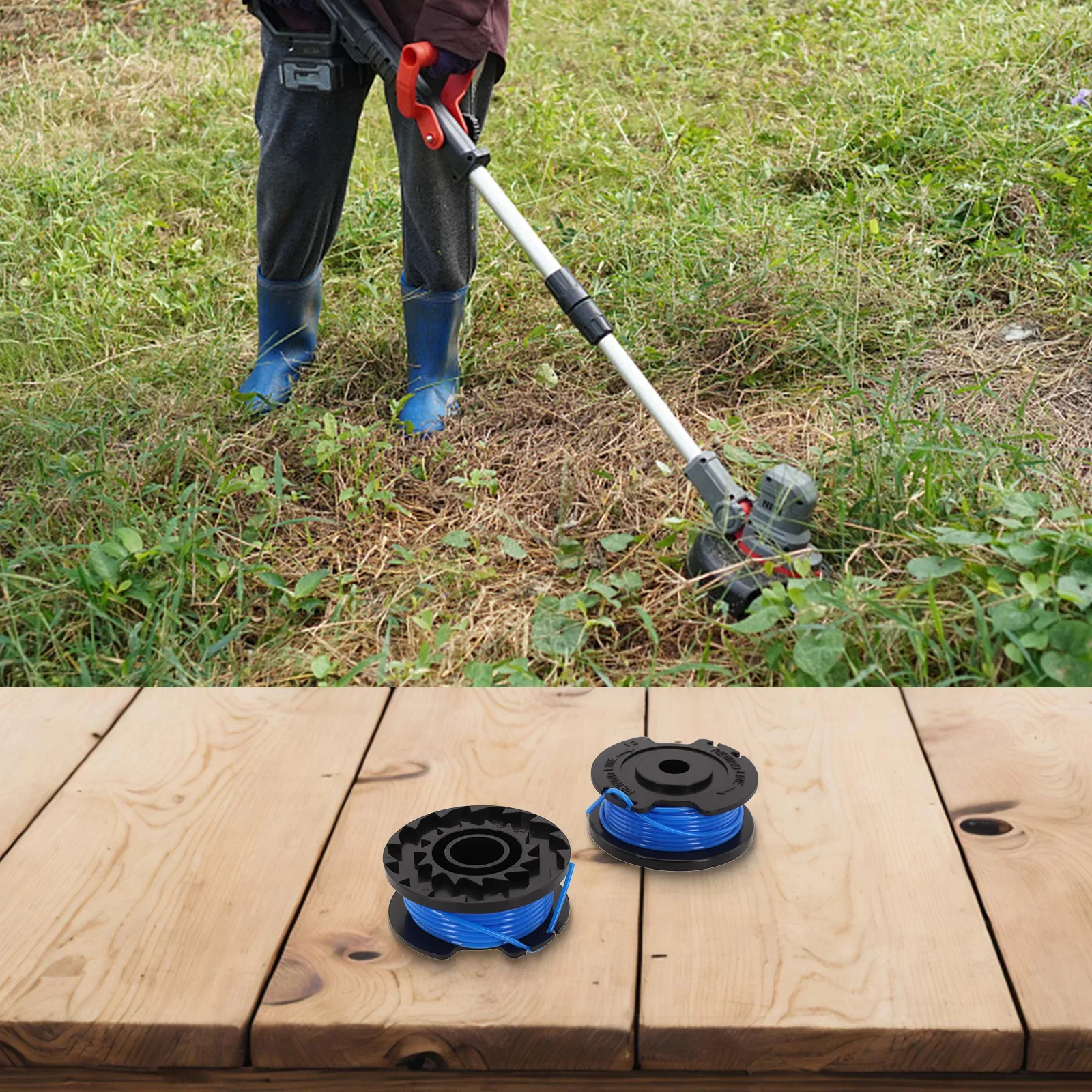 Replacement Spool Set For LAWNMASTER CLGT2410 CLGT2412 CLGT2425S-01 String Trimmer With 1.5mm Line 6 Metres Total Length