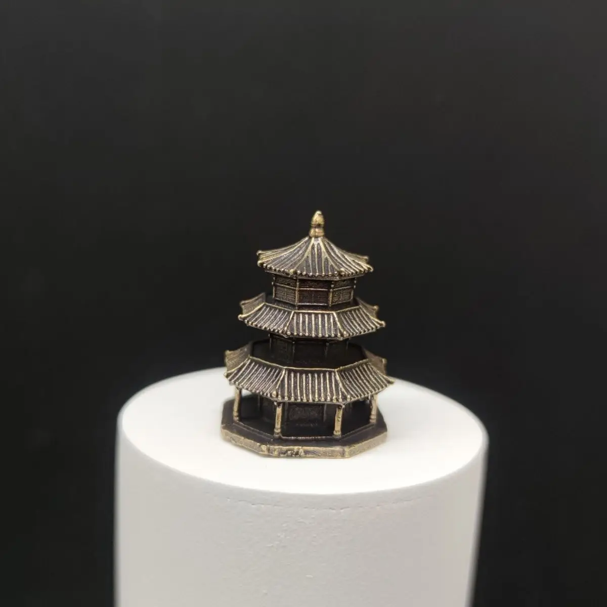 Ancient Architecture Octagonal Pagoda Building, Wooden Building, Bonsai Fish Tank, Micro Landscape Decoration