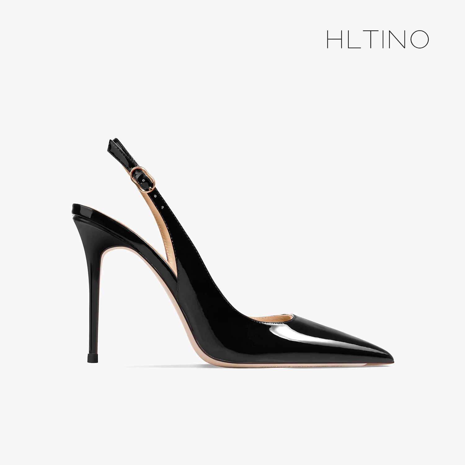 Women's Heeled Sandals Naked Color Patent Leather Slingbacks Pumps Luxury Gladiator Pointed toe High Heels Elegant Woman Shoes image 2